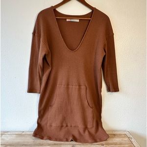 FP Beach Brown Long Sleeve Dress Size Large